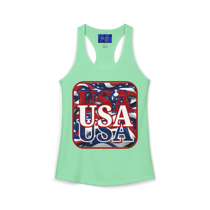 Red WHITE and Blue USA Patriot Women's Racerback Tank Top by cypherpunkgear.com