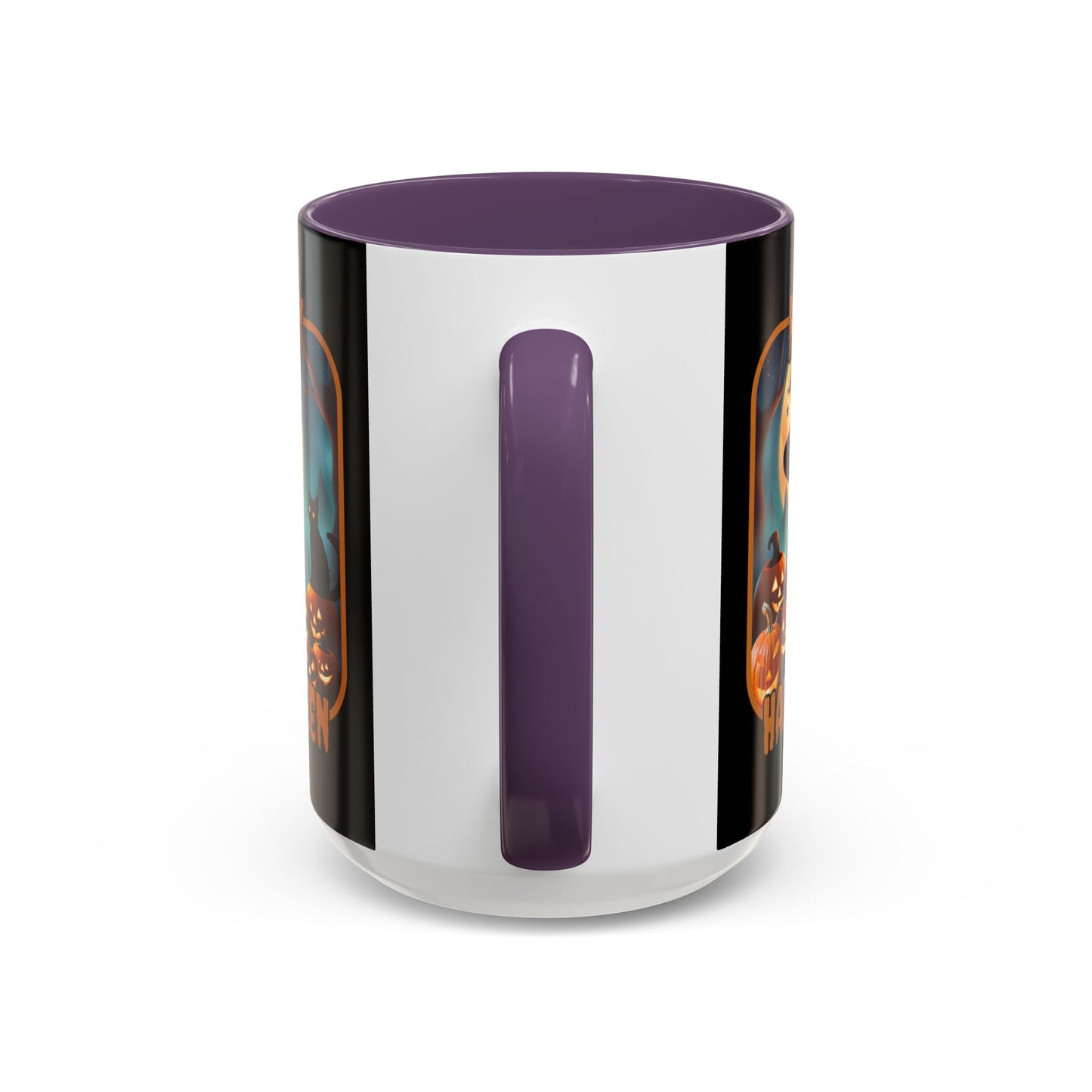 Happy Halloween Cute Witch Orange font Black Accent Mug by CreepyCrafts.boo