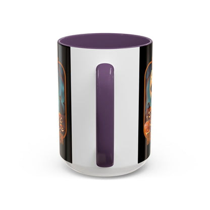 Happy Halloween Cute Witch Orange font Black Accent Mug by CreepyCrafts.boo