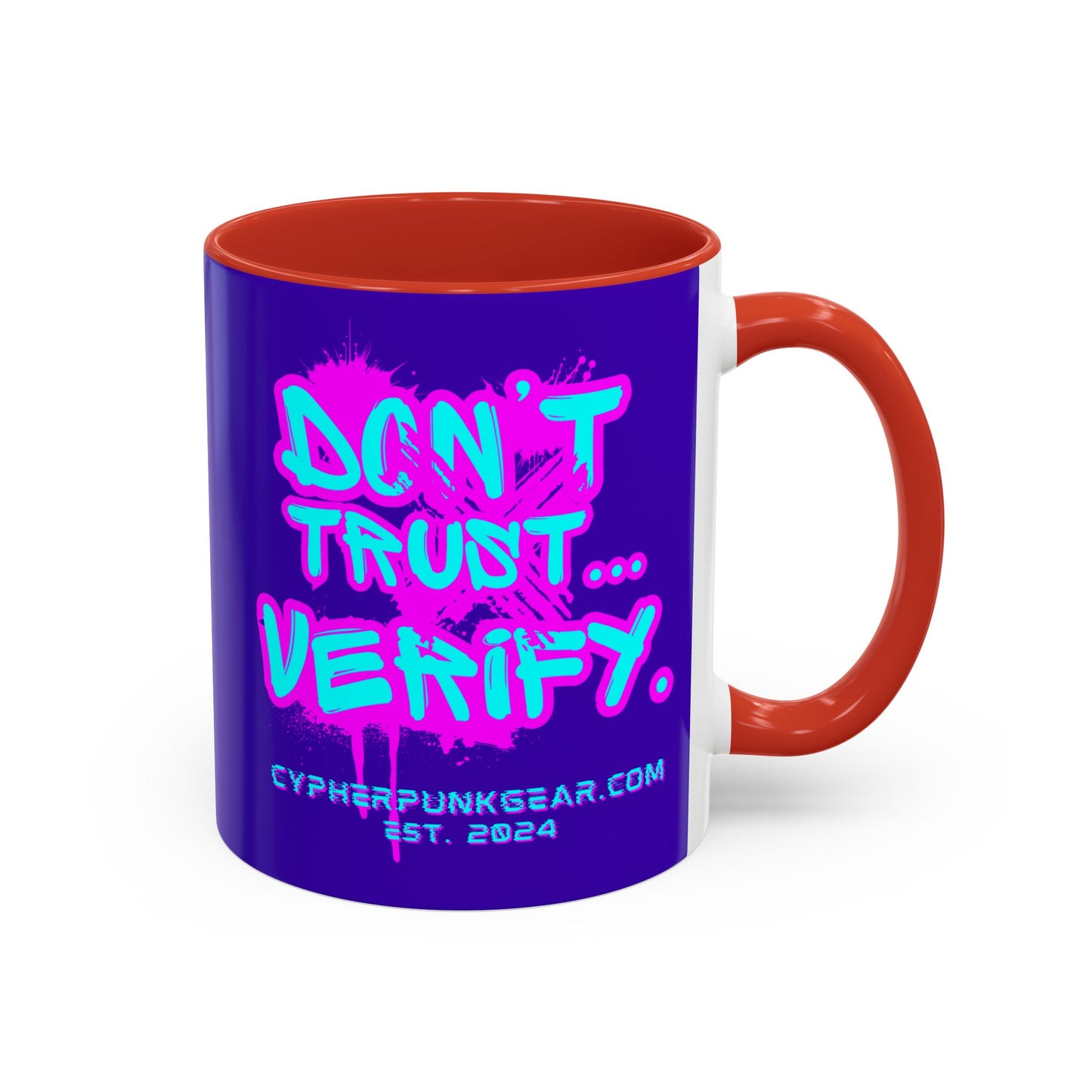 Don't Trust...Verify. Dark Purple Accent Mug by cypherpunkgear.com