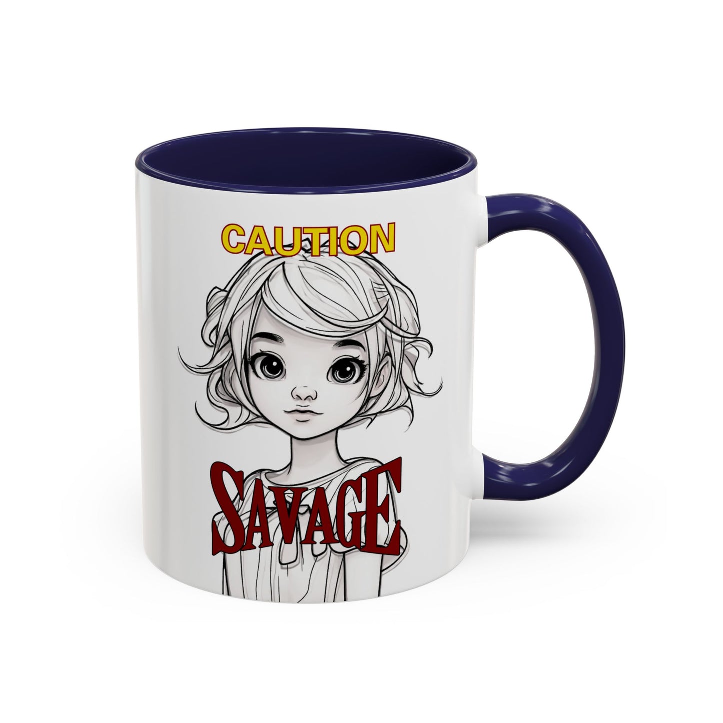 Caution, Savage White Accent Mug by cypherpunkgear.com