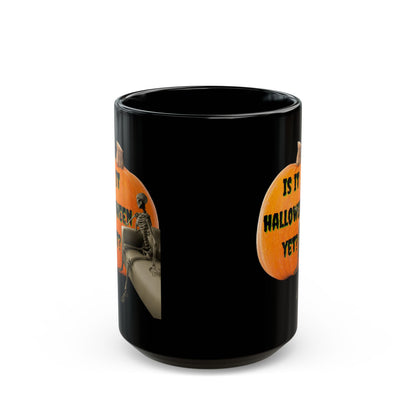 Is it Halloween yet? Skeleton's Giant Pumpkin Black Mug by CreepyCrafts.boo