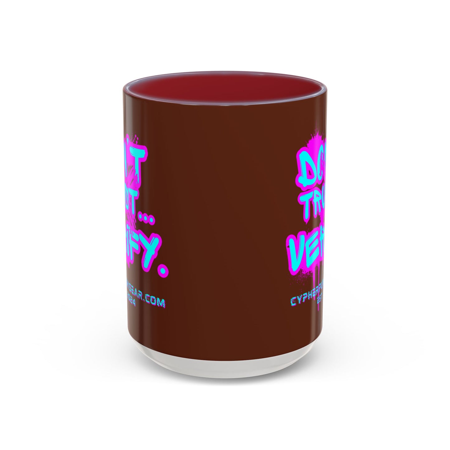 Don't Trust...Verify. Brown Accent Mug by cypherpunkgear.com