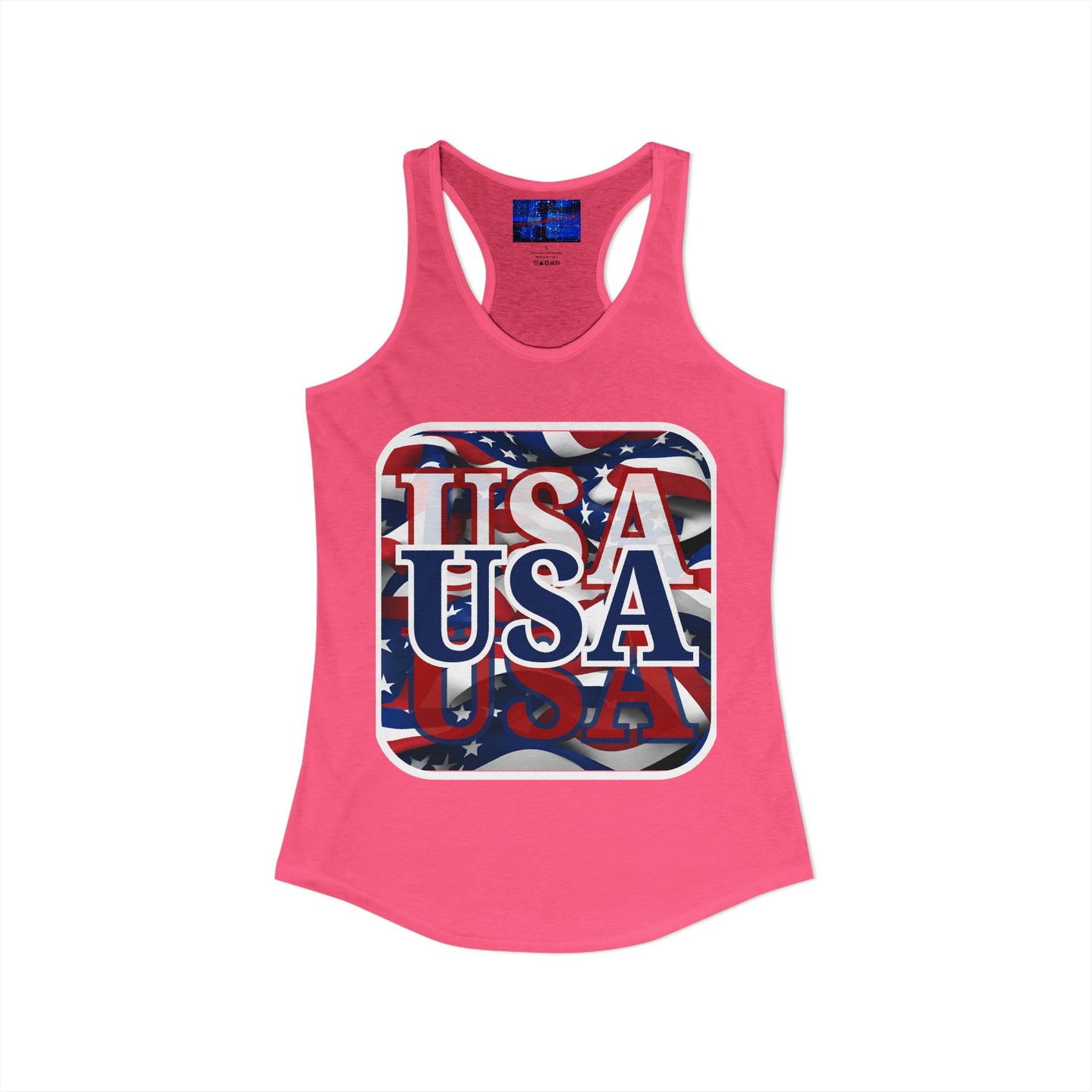 Red White and BLUE USA Patriot Women's Racerback Tank Top by cypherpunkgear.com
