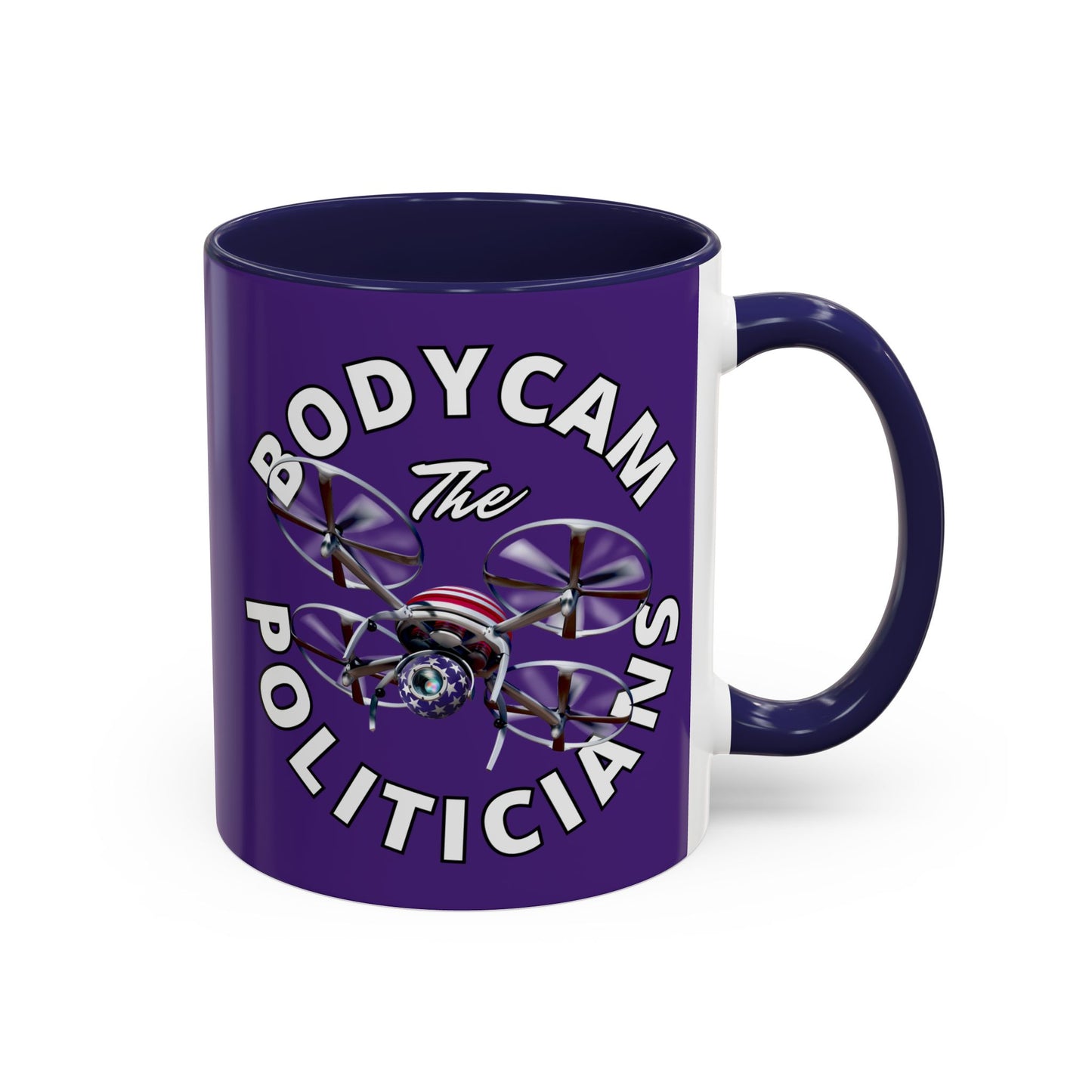 Bodycam the Politicians Drone Purple Accent Mug by cypherpunkgear.com