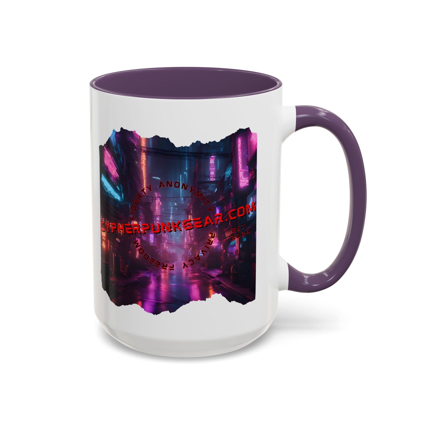 2-sided, cypherpunkgear.com Logo & Cityscape Accent Mug by cypherpunkgear.com