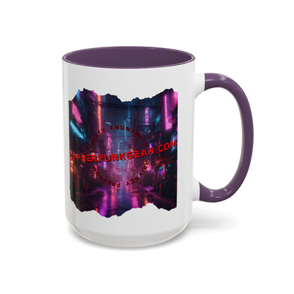 2-sided, cypherpunkgear.com Logo & Cityscape Accent Mug by cypherpunkgear.com
