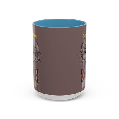 Caution, Savage Grey Accent Mug by cypherpunkgear.com