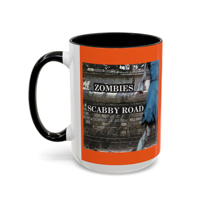 2-sided, Scabby Road Orange Accent Mug by CreepyCrafts.boo
