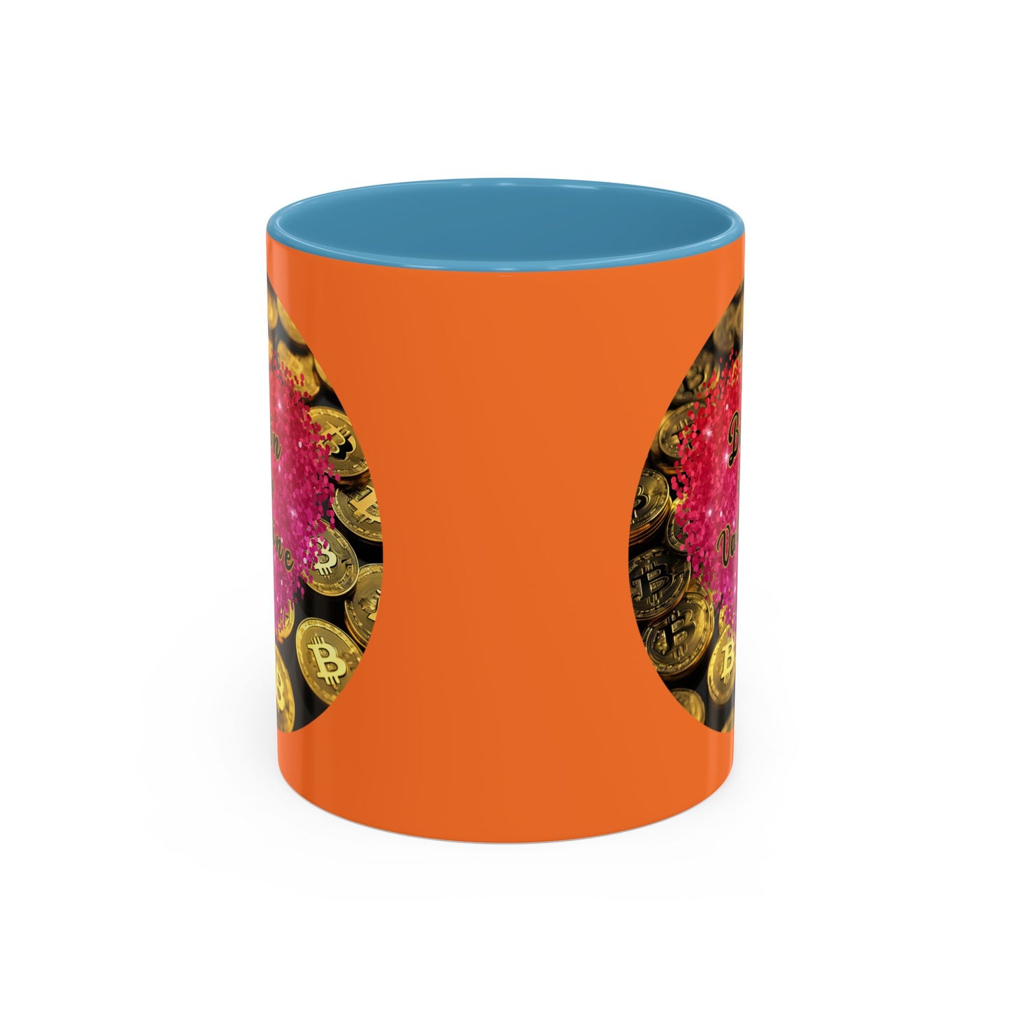 Bitcoin is My Valentine Orange Accent Mug by cypherpunkgear.com