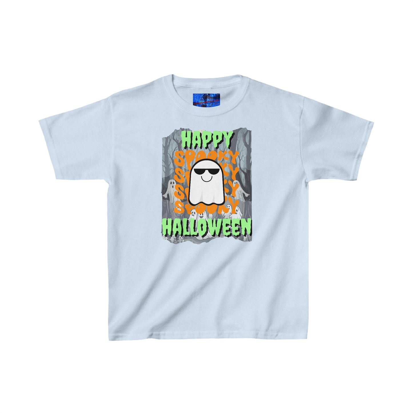 Spooky Happy Halloween Ghost GNfont Kids Heavy Cotton™ Tee by cypherpunkgear