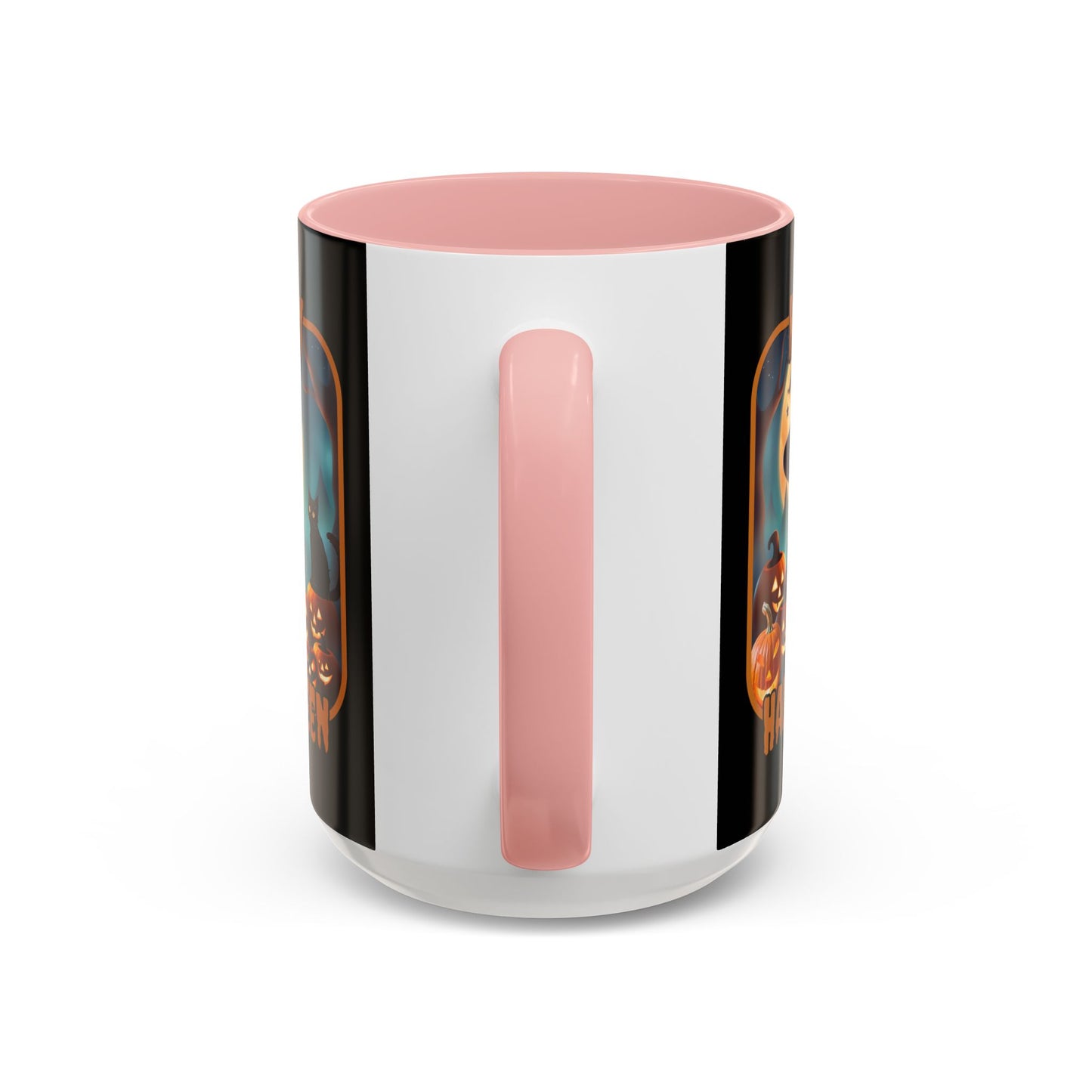 Happy Halloween Cute Witch Orange font Black Accent Mug by CreepyCrafts.boo