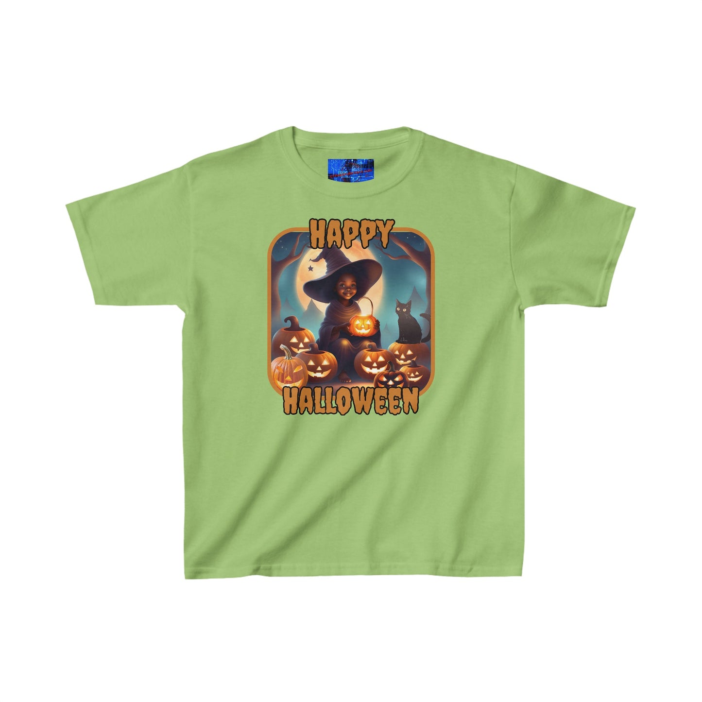 Happy Halloween Cute Witch ORfont Kids Heavy Cotton™ Tee by cypherpunkgear