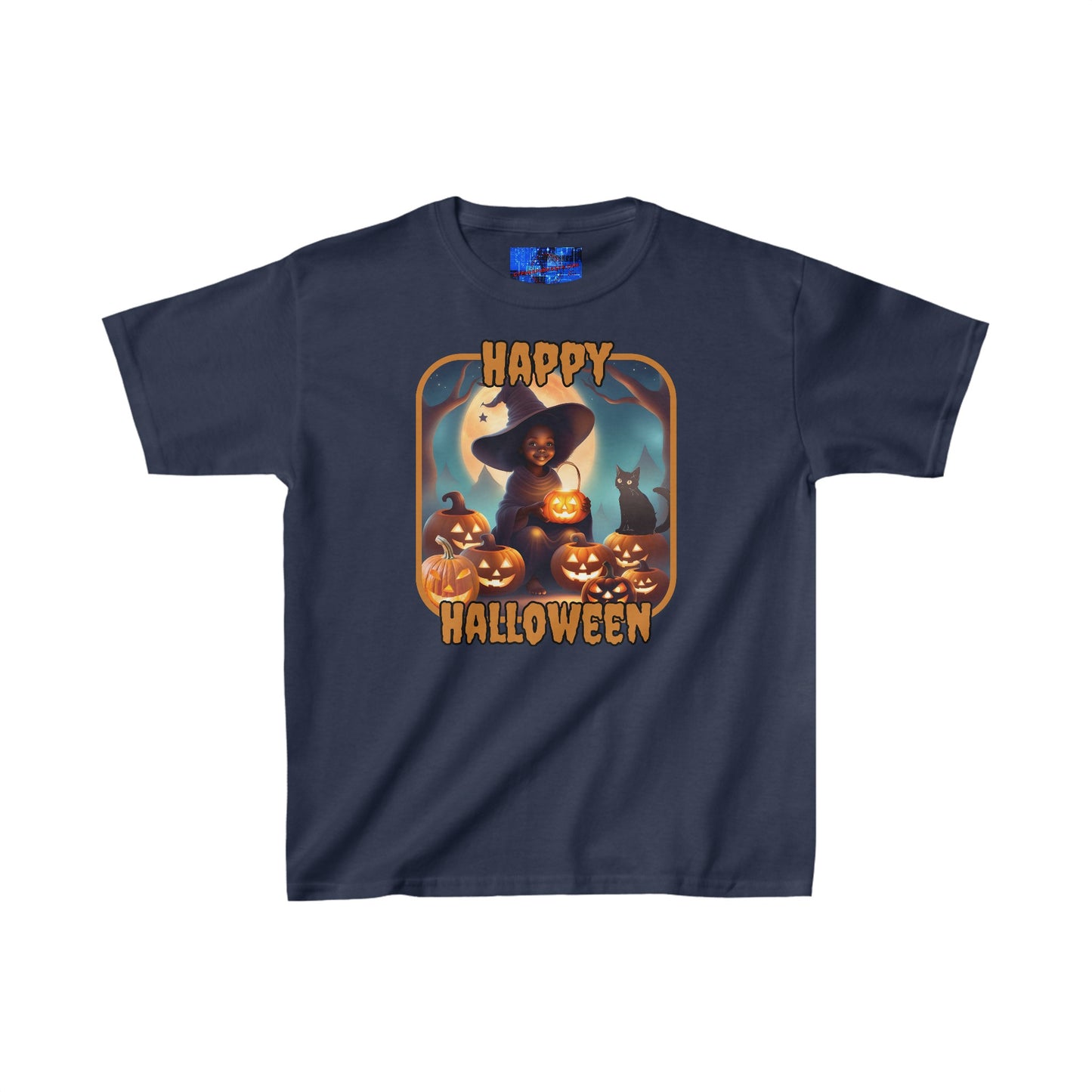 Happy Halloween Cute Witch ORfont Kids Heavy Cotton™ Tee by cypherpunkgear