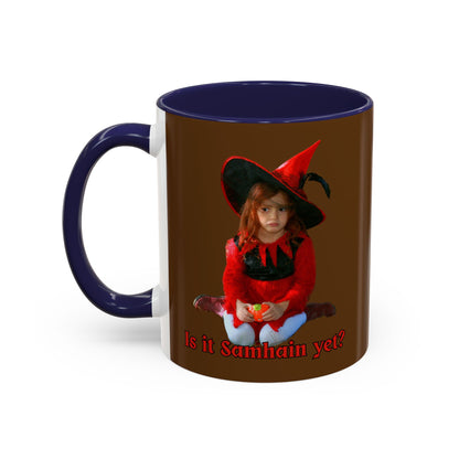 Is it Samhain yet? Brown Accent Mug by CreepyCrafts.boo