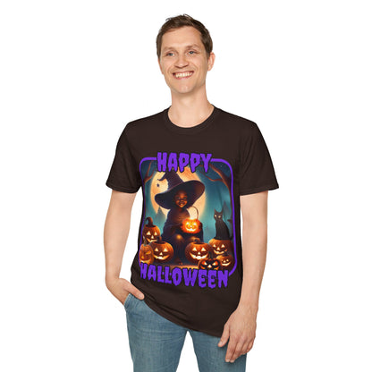 Happy Halloween Cute Witch PRfont DKcolors Unisex T-Shirt by cypherpunkgear