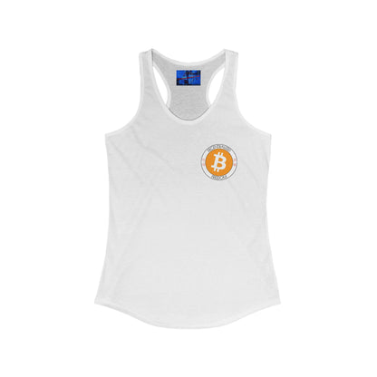 2-sided Bitcoin (BTC) Freedom Women's Racerback Tank Top by cypherpunkgear