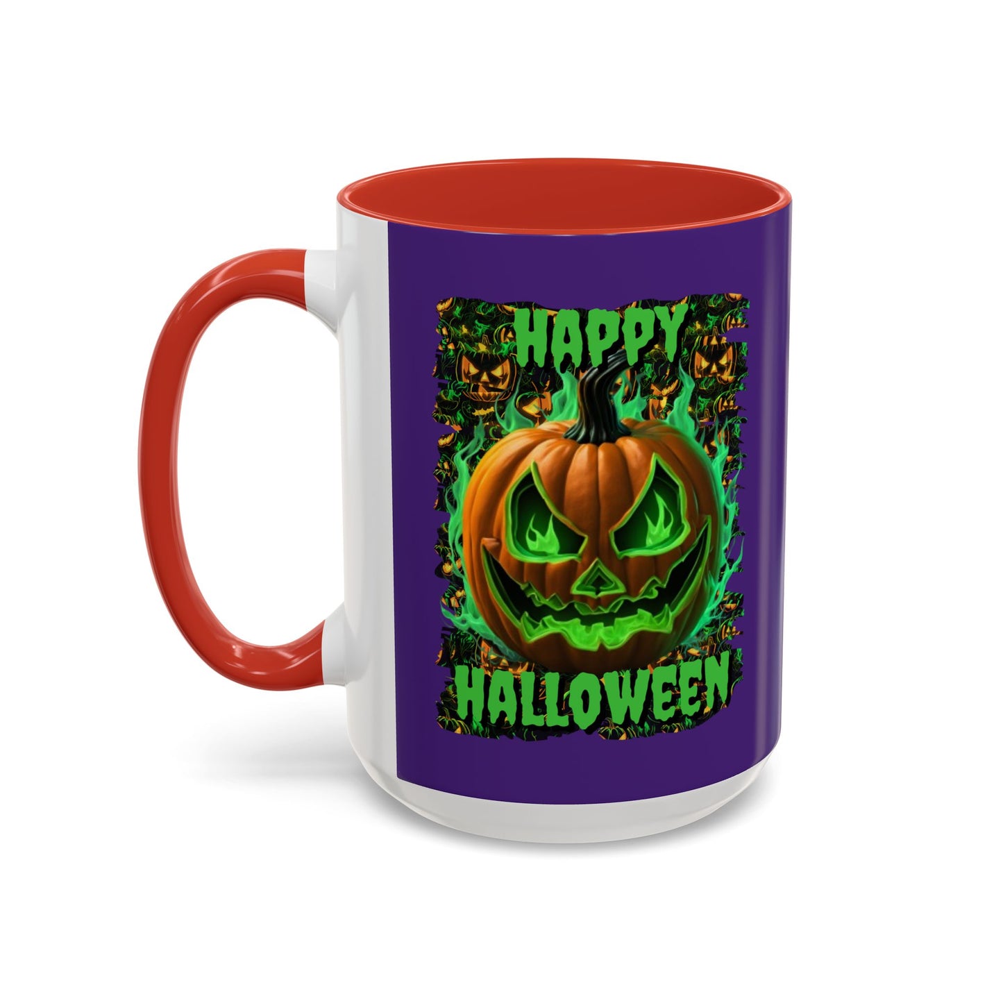 Happy Halloween Green Jack Purple Accent Mug by CreepyCrafts.boo