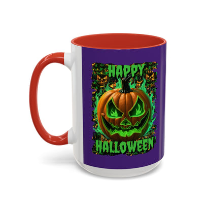 Happy Halloween Green Jack Purple Accent Mug by CreepyCrafts.boo