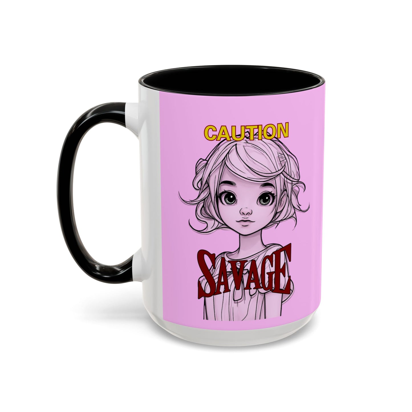 Caution, Savage Pink Accent Mug by cypherpunkgear.com