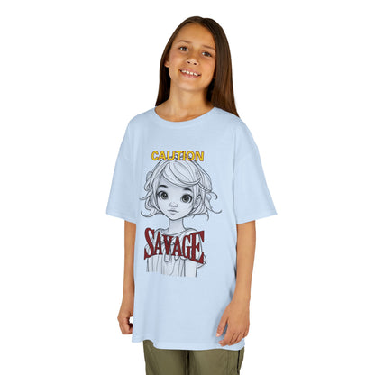 Caution: Small but Savage Kids Heavy Cotton Tee by cypherpunkgear.com