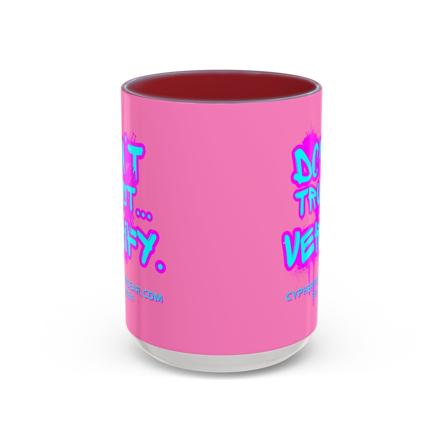 Don't Trust...Verify. Light Pink Accent Mug by cypherpunkgear.com