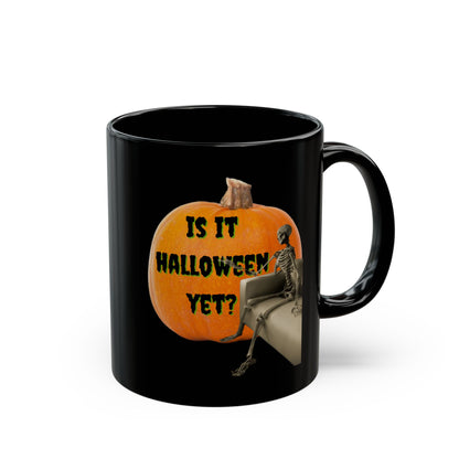 Is it Halloween yet? Skeleton's Giant Pumpkin Black Mug by CreepyCrafts.boo