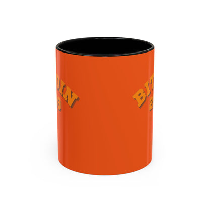 Bitcoin 2009 Orange Accent Mug by cypherpunkgear.com
