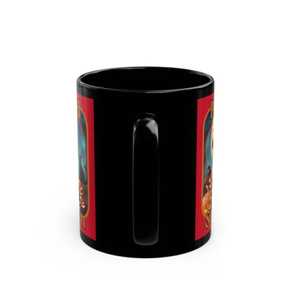 Blessed Samhain Cute Witch Orange font Red Mug by CreepyCrafts.boo