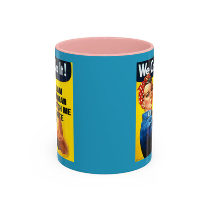 I Am Woman Watch Me Vote Rosie Turquoise Accent Mug by cypherpunkgear.com