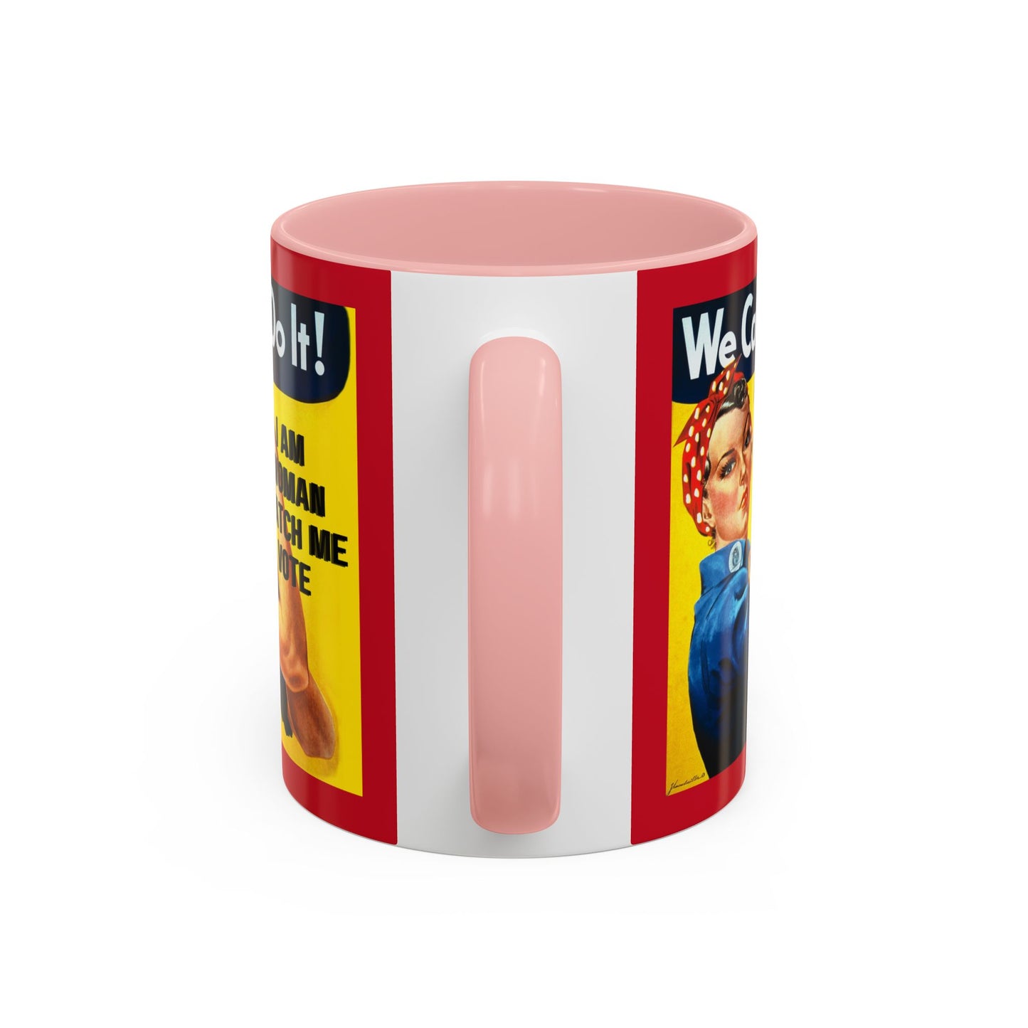 I Am Woman Watch Me Vote Rosie Red Accent Mug by cypherpunkgear.com