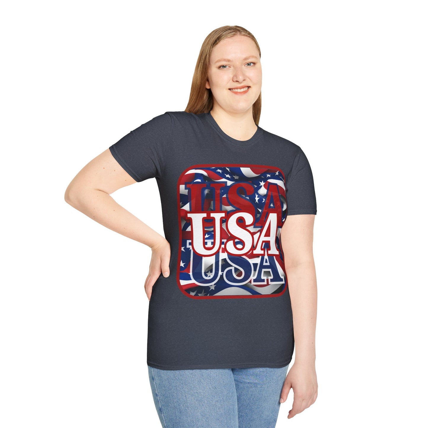Red WHITE and Blue USA Patriot Dark colors Unisex T-Shirt by cypherpunkgear.com