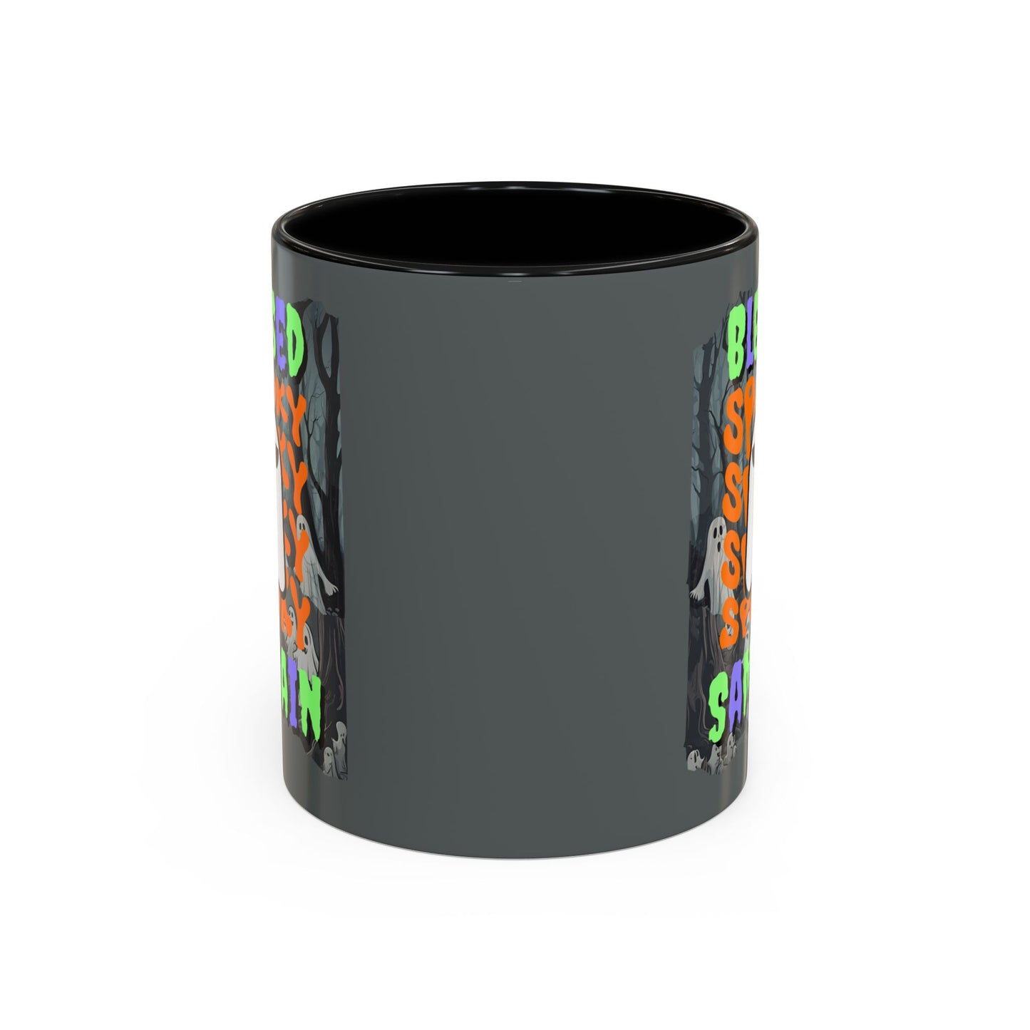 Spooky Blessed Samhain Ghost MXfont Accent Mug by cypherpunkgear