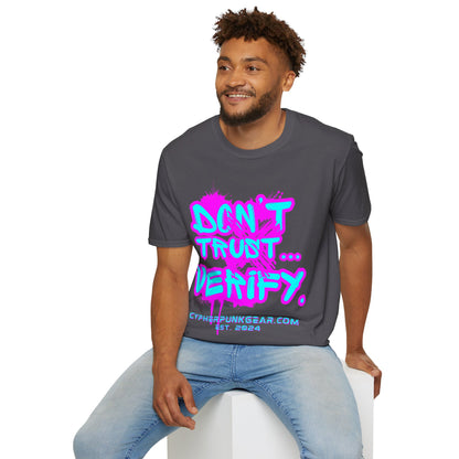 Don't Trust...Verify. Dark colors Unisex T-Shirt by cypherpunkgear.com