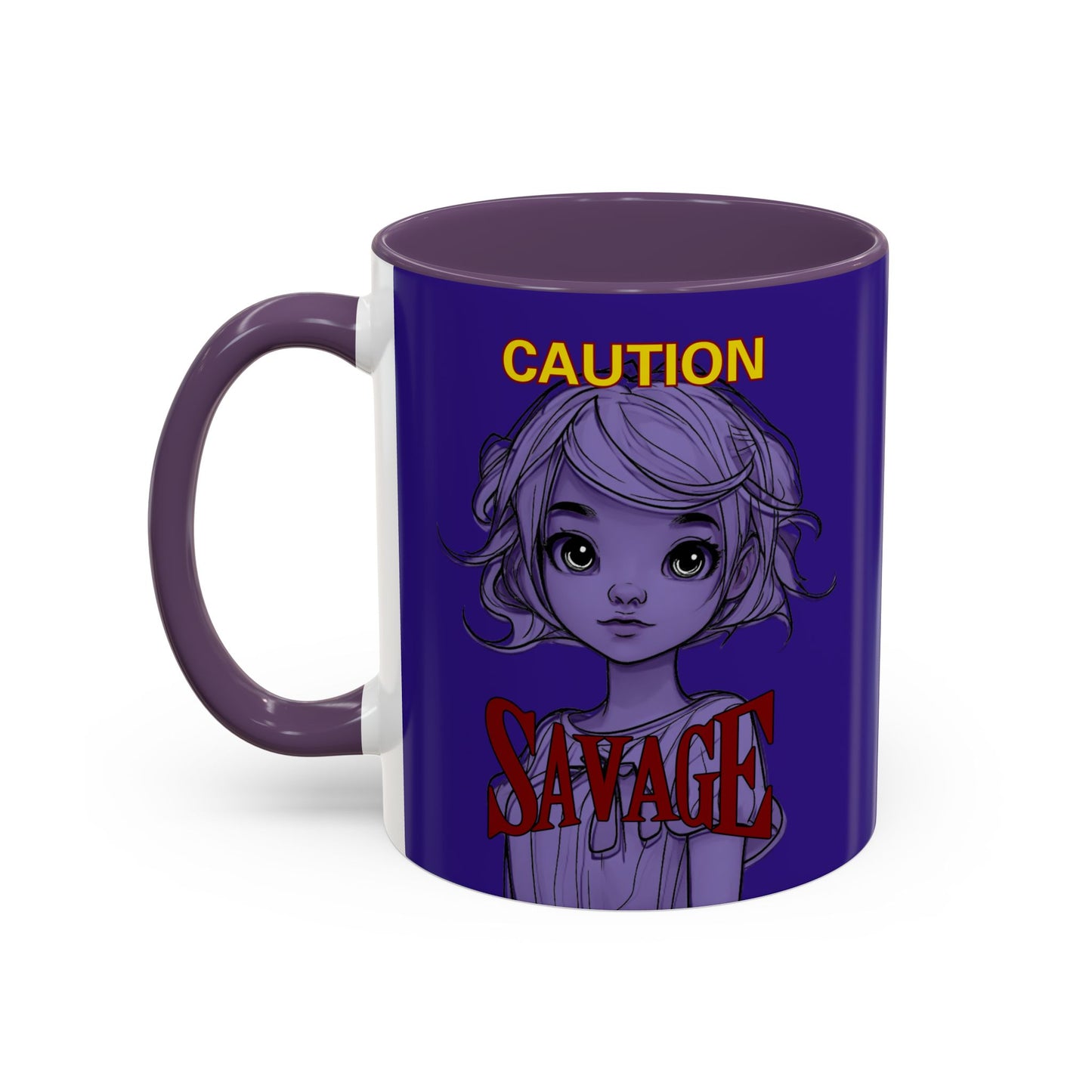Caution, Savage Dark Purple Accent Mug by cypherpunkgear.com