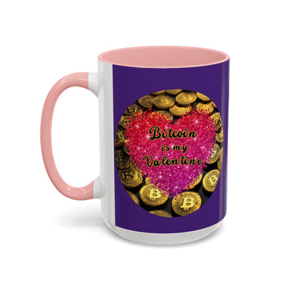 Bitcoin is My Valentine Purple Accent Mug by cypherpunkgear.com