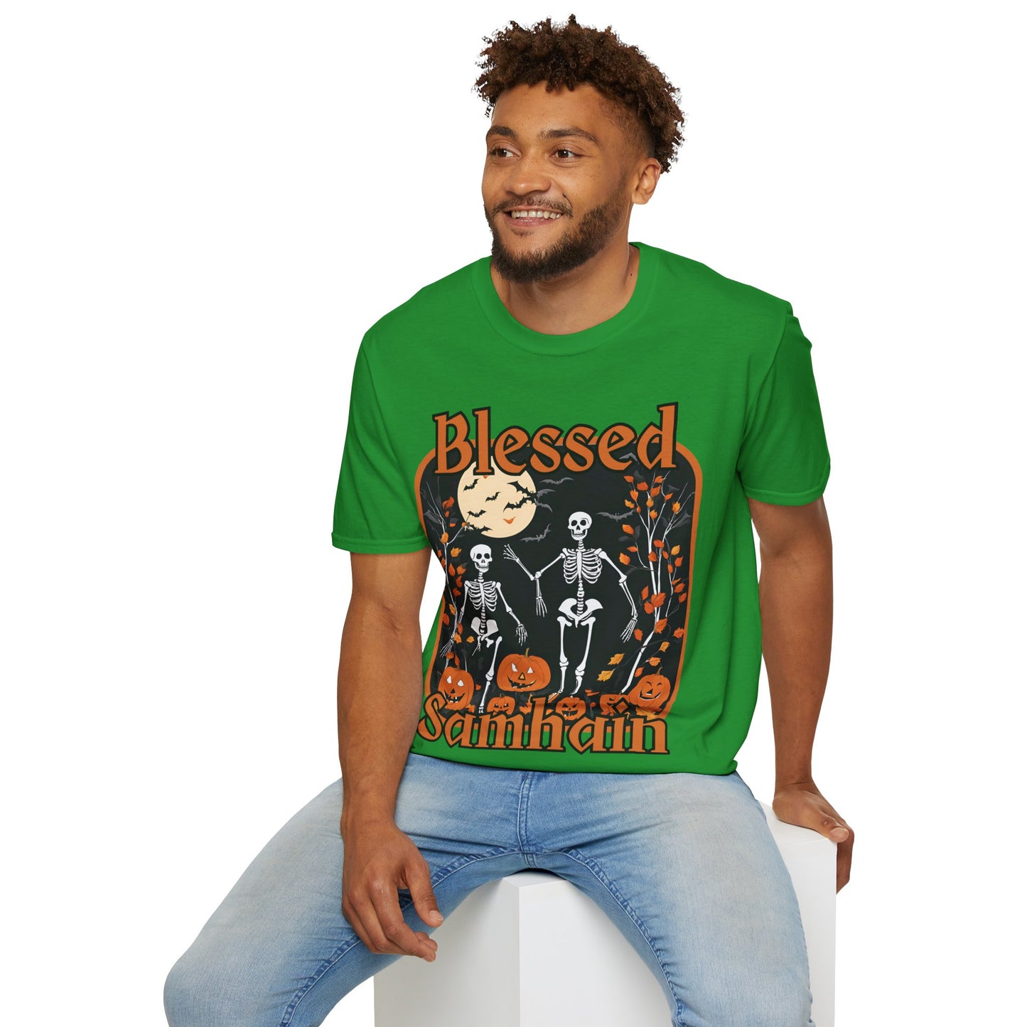 Spooktacular Skeletons of Samhain Dark colors Unisex T-Shirt by CreepyCrafts.boo