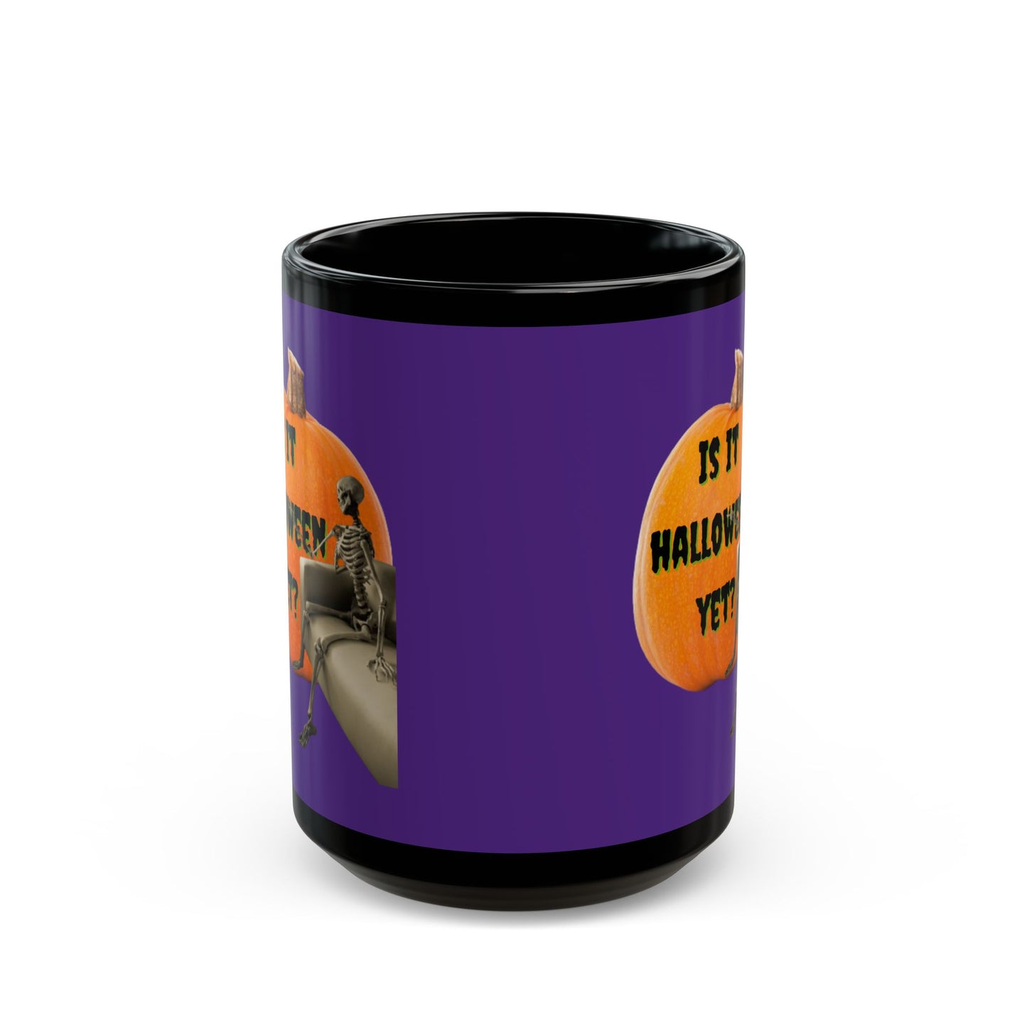 Is it Halloween yet? Skeleton's Giant Pumpkin Purple Mug by CreepyCrafts.boo