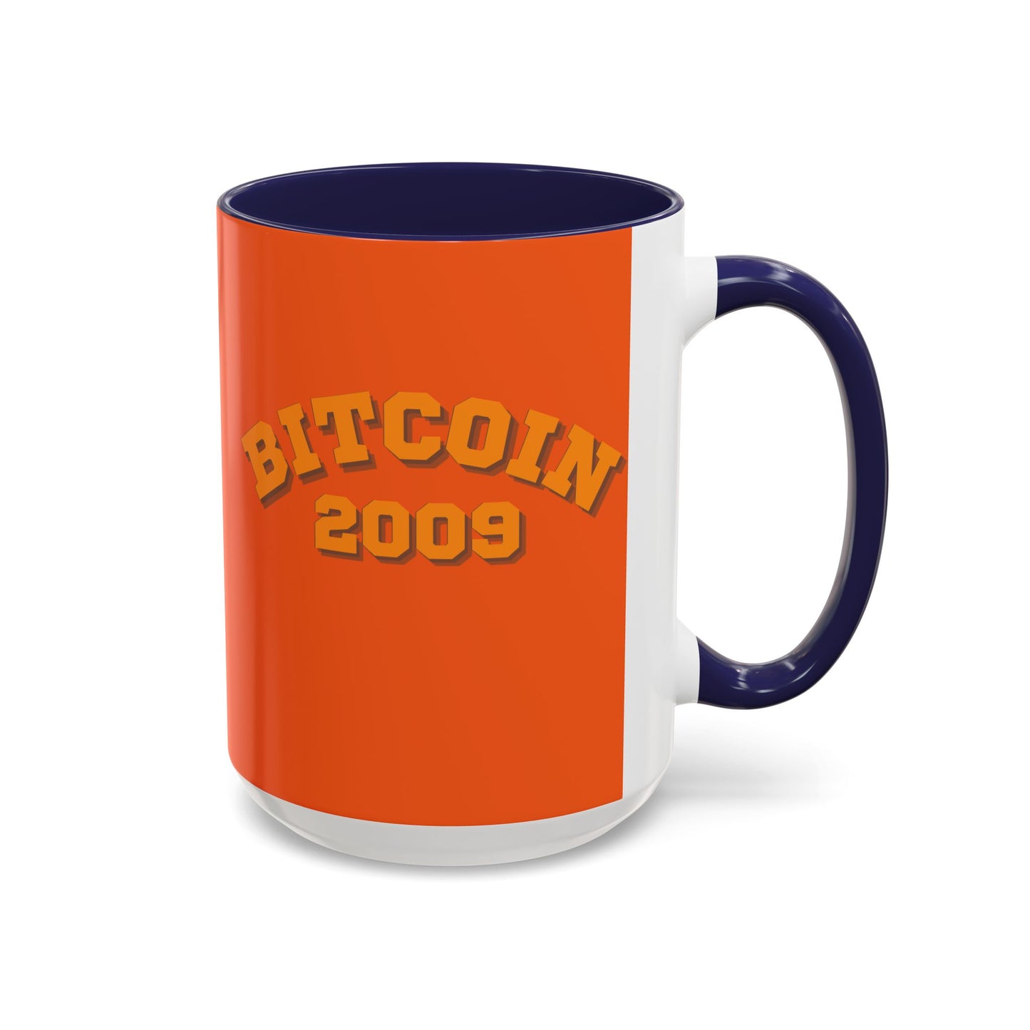 Bitcoin 2009 Orange Accent Mug by cypherpunkgear.com
