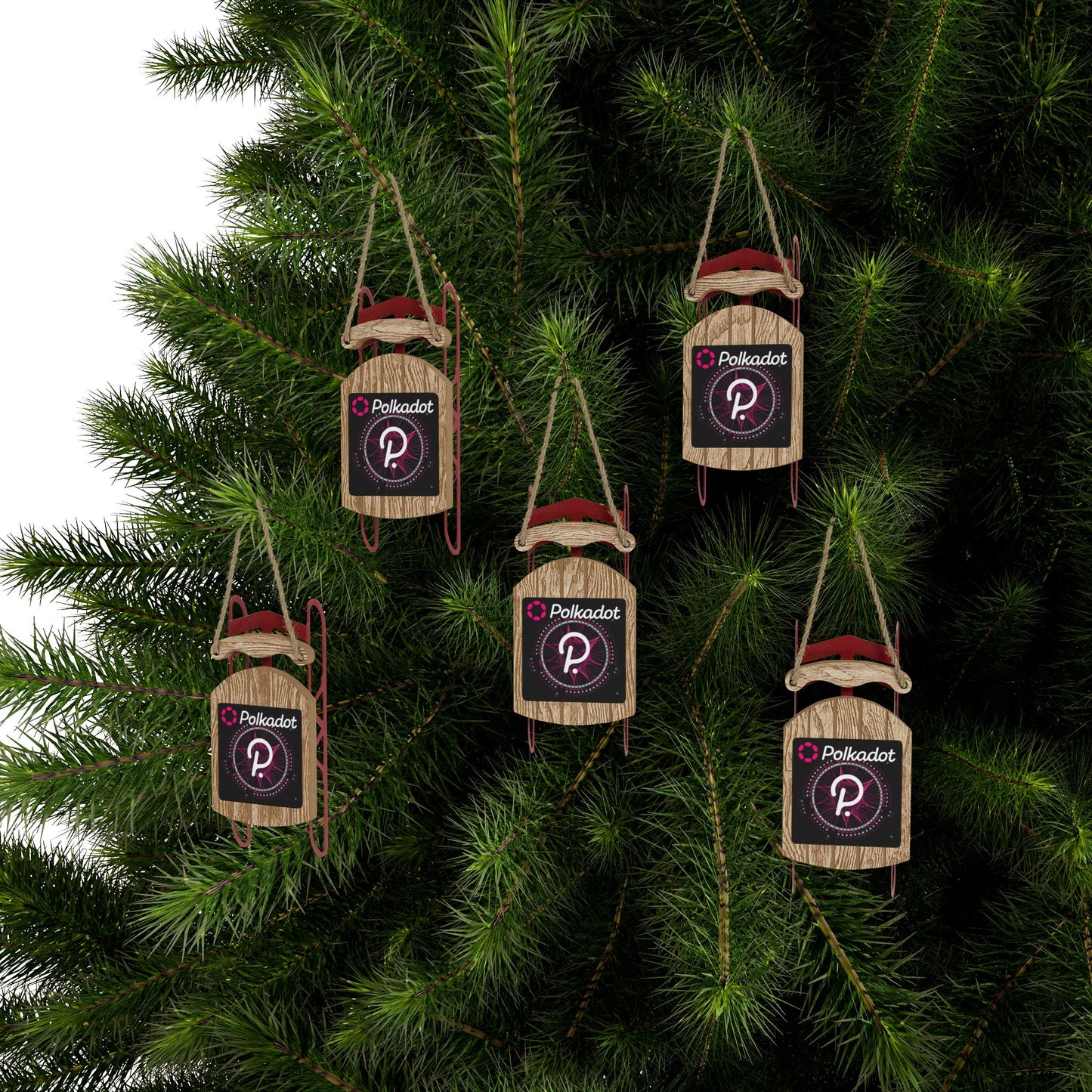 Polkadot (DOT) Black background Sled Ornament by cypherpunkgear.com