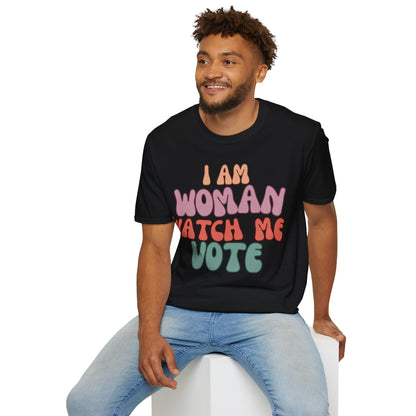 I Am Woman Watch Me Vote DKcolors Unisex T-Shirt by cypherpunkgear.com