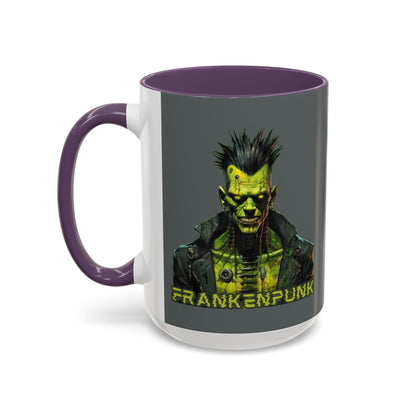 Frankenpunk Grey Accent Mug by CreepyCrafts.boo