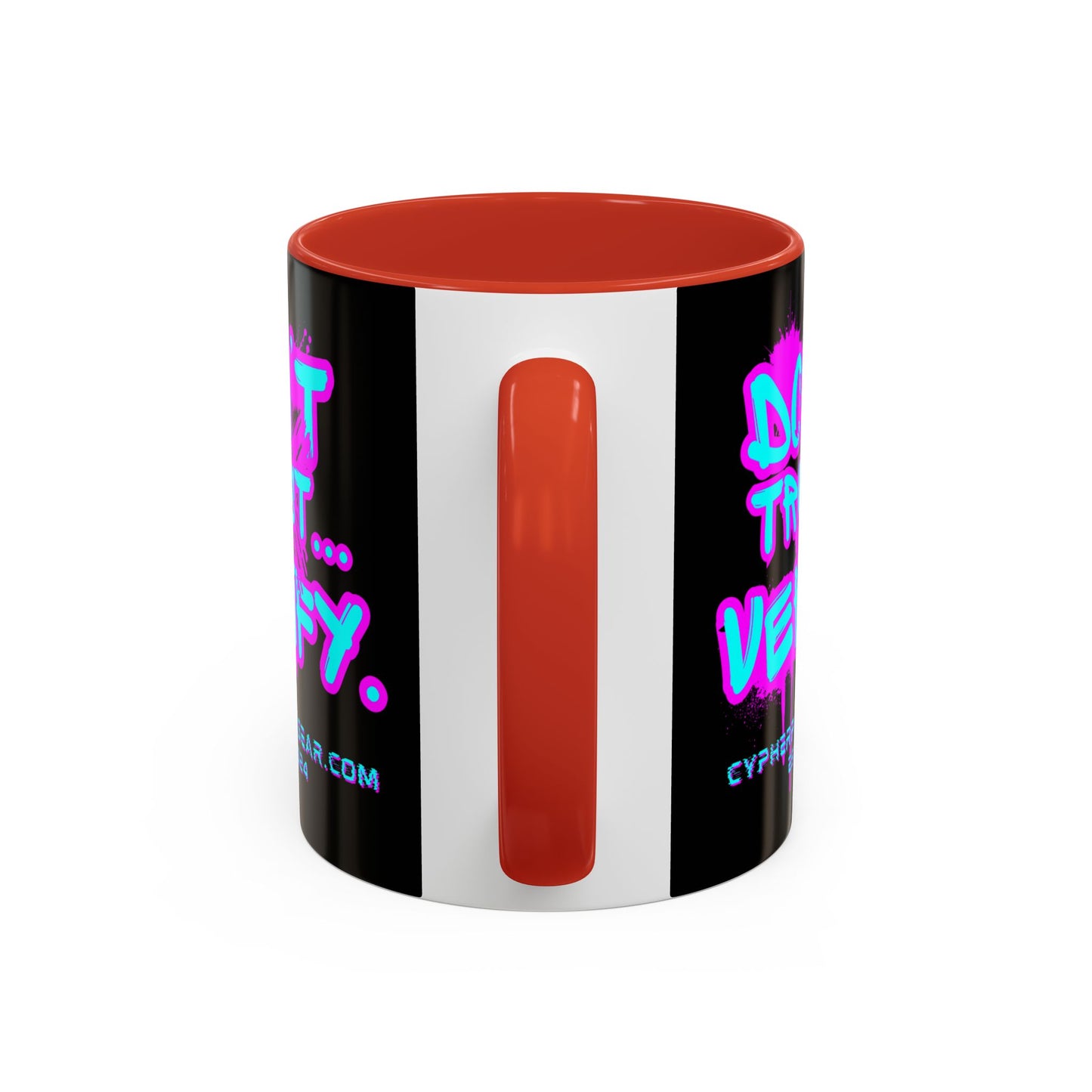 Don't Trust...Verify. Black Accent Mug by cypherpunkgear.com