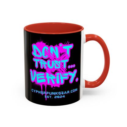 Don't Trust...Verify. Black Accent Mug by cypherpunkgear.com