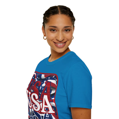 Red WHITE and Blue USA Patriot Dark colors Unisex T-Shirt by cypherpunkgear.com