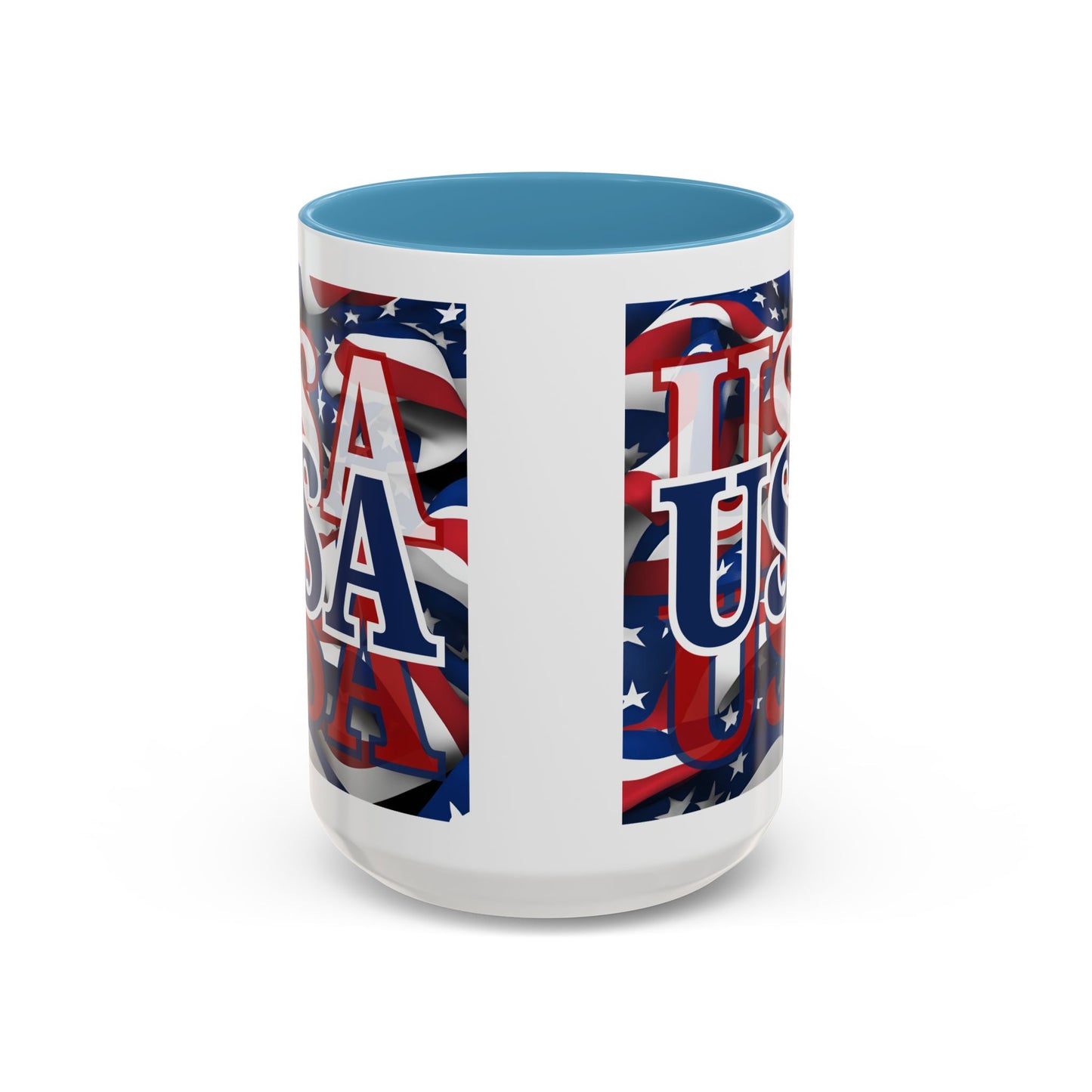 USA Blue font Center Patriot Accent Mug by cypherpunkgear.com