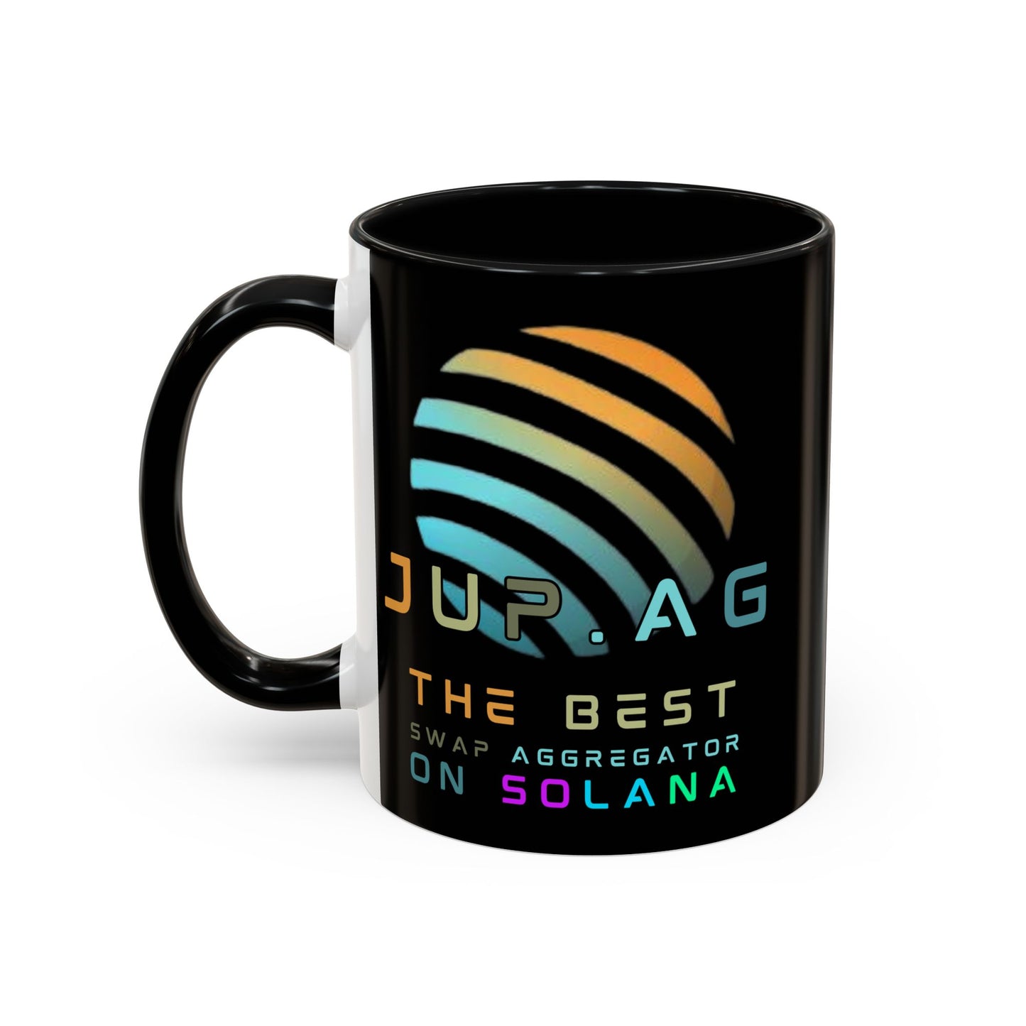 Jupiter (JUP) the best aggregator on Solana Black Accent Mug by cypherpunkgear.com