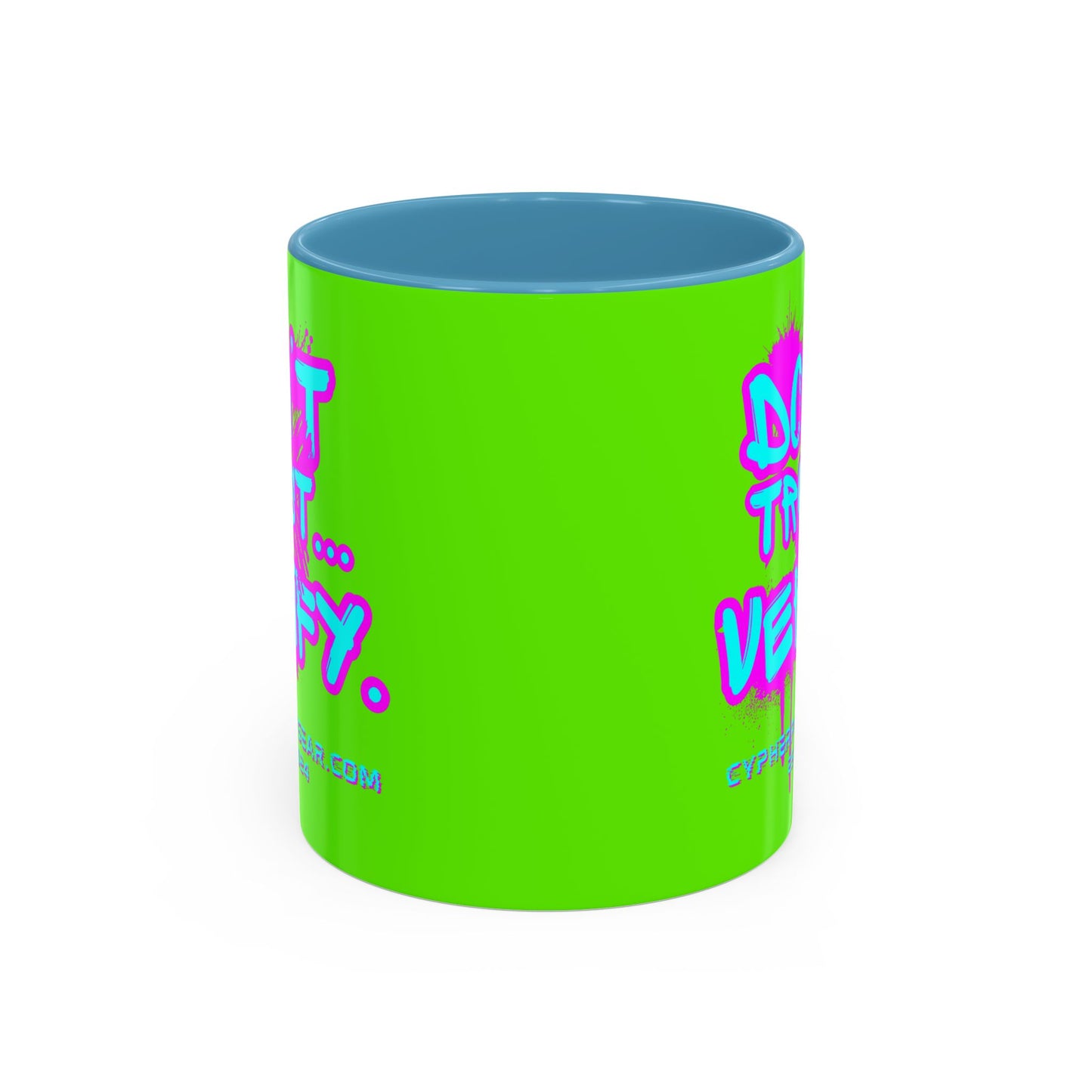 Don't Trust...Verify. Green Accent Mug by cypherpunkgear.com