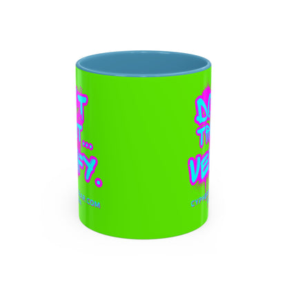 Don't Trust...Verify. Green Accent Mug by cypherpunkgear.com