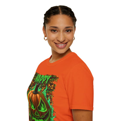 Happy Halloween Green Jack Light colors Unisex T-Shirt by CreepyCrafts.boo